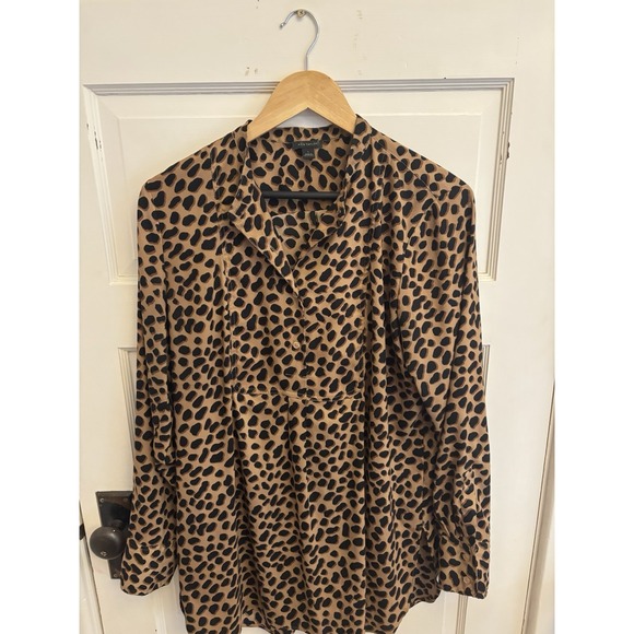 Ann Taylor‎ Women's Cheetah Print Button Front Tunic Size Large - Picture 1 of 7